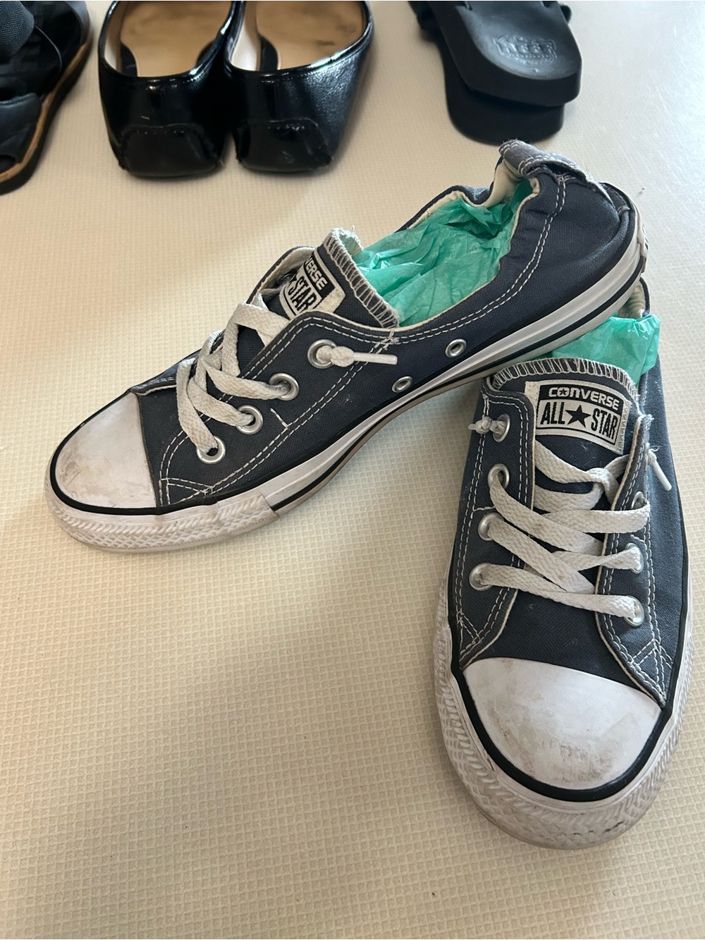 Converse Navy Low Top Sneakers with White Trim